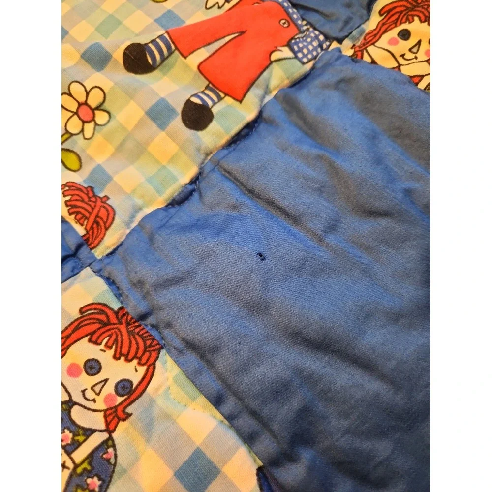 Raggedy Ann & Andy Baby Quilt Crib Blanket Late 70s VTG